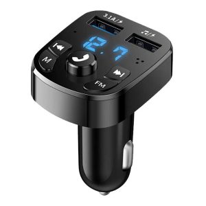 Kebidumei | Hands-free Bluetooth 5.0 MP3 Car Charger FM Transmitter Wireless Dual Equipped Player Bluetooth LED Display Dual USB Car Charger