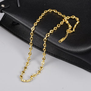 L200 French Ins-style oval pig nose coffee bean necklace simple stainless steel plated with 18K gold