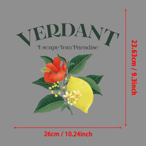Verdant Lemon Hibiscus Paradise iron-on transfer Patch for Jacket originality Iron Transfer DIY T-Shirt Decor Fusible Patch Gift