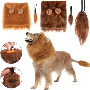 New Lion Mane Dog Costume Realistic Lion Wig Hat Cute Pet Dog Cosplay Clothes For Medium To Large Dogs With Ear Pet Accessories