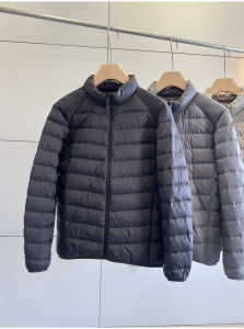 Mens down Jacket Lightweight Comfortable Skin-friendly Faux Fur Fabric 90 down Stand Collar Warm Simple Youth Casual Style