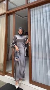 [NEW PRODUK ] HELODY STORE FUJI GAMIS LYODRA DRESS SATIN SILK VELVET PREMIUM IMPORT TEBAL FLOWY BAJU PESTA MUSLIM