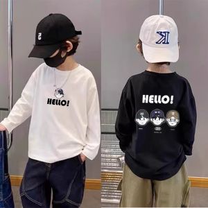 Boys Long Sleeve Cotton T-Shirt Loose Fit Cartoon Print Base Layer Top for Spring Autumn Kids Fashion Casual Wear