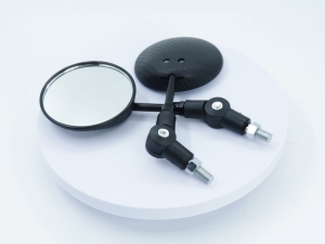 Full CNC Alloy Round Bar End Side Mirror Carbon Design Convex / Clean Lens Rearview Mirror Universal