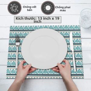 Bộ 2/4/6 Tấm Lót Bàn Ăn Hình Học Tối Giản Hiện Đại VIKAMA Bộ 2/4/6 Tấm Lót Bàn Ăn Chống Trượt Có Thể Giặt Được Chịu Nhiệt Để Trang Trí Nhà Cửa