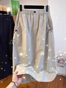 Apricot Utility High Waist Loose A-Line Skirt
