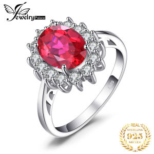 JewelryPalace Natural Citrine Peridot Topaz Garnet Amethyst Created Ruby Blue Sapphire Emerald Alexandrite Sapphire Birthstone 925 Sterling Silver Halo Ring for Women Princess Diana Gemstone Fine Jewelry