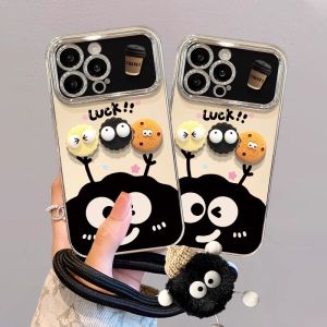 Casepark เคสสำหรับ OPPO A95 A78 A16 A7 A38 A15 A57 A17 A54 A3s A1K A53 A58 A76 A92 A55 A93 4G 5G 3D DIY ตุ๊กตาคุกกี้การ์ตูนน่ารักพร้อมห่วงโซ่ Electroplated หน้าต่างขนาดใหญ่เลนส์โทรศัพท์ป้องกันเลนส์กรอบด้านหลังเนื้อนิ่มกันกระแทกแบบซิลิโคน