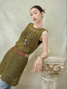 SUSHE | Retro Laid-back High-count Cotton Lace Hollowed Out Outerwear Tank Top