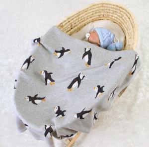 Cute Penguin Knitted Baby Blankets Newborn Swaddle Wrap Blanket Sleep Sack For Stroller Bedding Covers Infant Bebe Quilts 100*80 cm