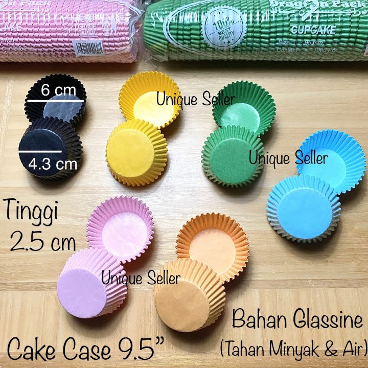[Isi1000] Cake Case 9.5 GLASSINE HITAM & WARNA WARNI / Kertas Alas Pie Hitam Biru Hijau Kuning Pink Merah Muda Orange 9,5 / Kertas Cup Cake Glassine Hitam 9.5" / Cupcake Case Glassine Hitam 95 mm / Kertas Alas Anti Minyak 9.5