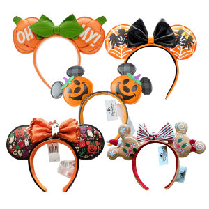 Disney | Mickey Mouse Hairband Satin Bow Headband with Ears Halloween Ghost Pumpkin Ears Fancy Dress Party Princess Ears Hair Accessories