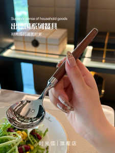 Red Treasure 18/10 Stainless Steel round Head Soup Spoon Main Course Korean Style Handle Western Dining Utensils Soup Spoon