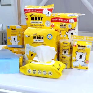 BABY MOBY สำลีก้าน คอตตอนบัด หัวใหญ่ (แบบรีฟิว) (100 ก้าน x 3 กล่อง) สำลีก้าน สำลีก้านกระดาษ