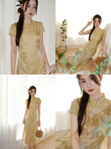 New Chinese Style Slimming Cheongsam Dress Womens Autumn New Retro Gradient Embroidery National Style Long Dress