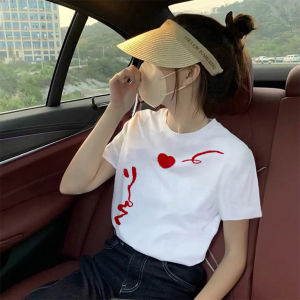 Pure Cotton round Neck T-Shirt Womens Summer Short Sleeve Print Casual Loose Fit Basic Color Block Design Online Exclusive