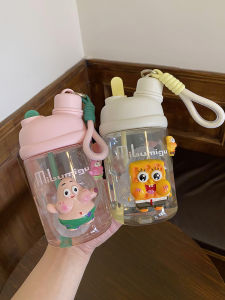 Portable Sport Water Cup Tritan Plastic for Women High Aesthetic Value Student Always Handy Dual Drink with Straw Korean Style Outdoor Freshness