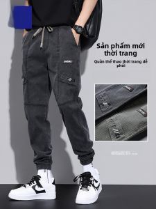 ROMON | Quần dài công sở thường ngày rộng rãi cho nam mùa xuân thu quần dài thể thao Harajuku có dây rút mỏng quần dài mùa hè