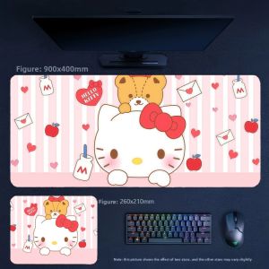 Sanrio | Office Supplies Gift Cute Large Size 90x45cm Non-slip Wrist Table Mat  High-value Desktop Hello Kitty Series Leather Mouse Pad
