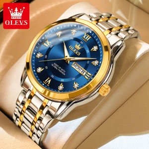 【Valentines Day Gift】OLEVS Couple Watch Original Waterproof Diamond Dial Stainless Steel Starp Calendar with Gift Box