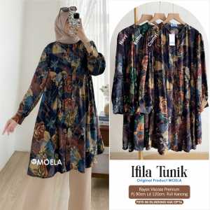 BEST SELLER ATASAN WANITA BLOUSE TOP TUNIK ifla Blouse motif Rayon Full Kancing Kemeja Atasan Import Premium Pakaian Muslim Wanita