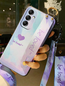 เคสโทรศัพท์ซิมมาร์เก็ต A54 5G แบบครอบเต็มพร้อมสายรัดยางนิ่มสำหรับ Samsung A34 A54 A53 A9 2018 ลายการ์ตูน 3 มิติ ด้านล่างแบบมีขอบ