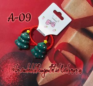 (1 PASANG) IKAT RAMBUT NATAL ELASTIS / KARET RAMBUT SANTA CLAUS POHON NATAL SNOWMAN RUSA BELL / SCRUNCHIE NATAL LUCU / AKSESORIS NATAL / CUTE CHRISTMAS HAIRTIE / SCC8738