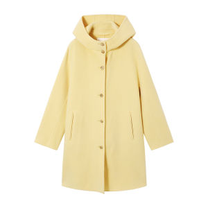 URLAZH | Simple Stylish Pale Yellow Wool Hooded Leisure Coat
