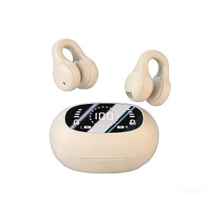 Open Ear Clip On Wireless Bluetooth Earphones Ultra Long Battery Life Smart Large Digital Display TWS HiFi Sound for Sports Run