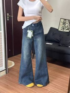 กางเกงยีนส์ทรงหลวมขาตรงทรงหลวมสำหรับผู้หญิงไซส์ใหญ่ ทรงเอวสูง ทรงหลวม ทรงกระบอกเล็ก ทรงฤดูใบไม้ผลิและฤดูใบไม้ร่วง