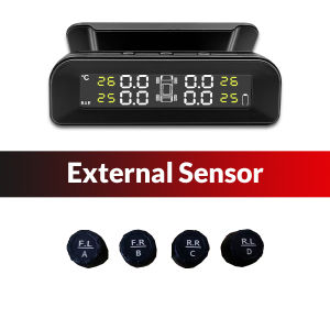 ACCEO Tire Pressure Monitoring System Solar USB Charging TPMS 4 Sensors Easy to Install Windshield for RV Sedan SUV