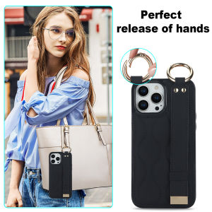Silicone Soft Shell Leather Case With Wrist Strap Protective Case Mobile Phone Case Cases Casing For Apple iPhone 17PRO MAX 16 pro max 15 Pro Max 14 Pro Max 14 16 Plus 13 Pro Max 13 Mini 11 12 ProMax X XR XS Max 16E 17 Air Cover
