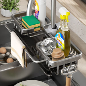 Kitchen Racks Hanging on a Faucet Dishwashing Vegetable Washing Sink Sink Supplies Household Drain Basket Multifunctional Rag Storage Rack