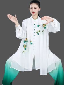 Dragon Punch Maple Leaf High-End Gradient Professional Tai Chi Uniform Men Women Martial Arts Competition Performance Practice Suit Three-Piece Set