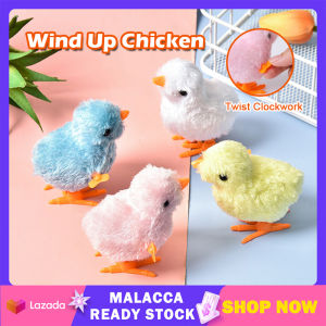 1Pcs Wind Up Chicken Cute Plush Chick Mainan Budak Clockwork Jumping Walking Chicks Kids Educational Toy Children Baby Funny Gifts
