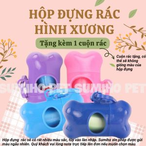 Hộp đựng túi rác hình xương (tặng kèm 1 cuộn rác) dọn vệ sinh cho chó mèo
