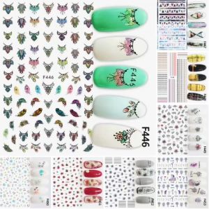 Sticker Dán Móng Tay Họa Tiết Lông Vũ Rainbow Feathers / Hình Học / Kẻ Sọc / Hoa Văn Nghê Thuật / Hoa Bi / Lavender Oải Hương / Ngựa Pony/ Nails sticker Series F – F446