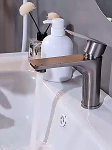 Bathroom Sink Faucet 304 Stainless Steel Hot and Cold Water Single Hole