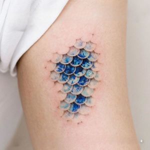 Modern Minimalist Deep Sea Gradient Fish Scale Tattoo Stickers Body Scar Covering Decals Romantic Atmosphere Sensation