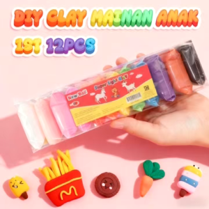 DIY Clay Mainan Anak 1 pak isi 12pcs / Mainan Edukasi Lilin Anak / Polymer clay 12 Warna