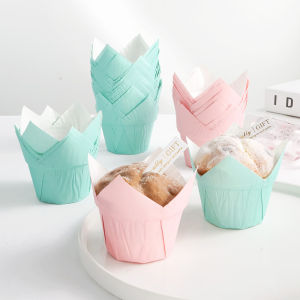 Tulip Baking Cups Flame Resistant High Temperature Proof Cake Paper Cups Oil Proof Bread Baking Molds Kitchen Cooking Tools