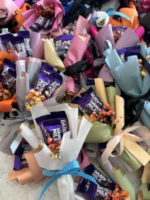 Local Ready Stock Chocolate Dairy Milk With Baby Breath Bouquet | Chocolate Bouquet | Baby Breath | Dairy Milk | Gift | Love |