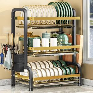 NBSail ชั้นวางถ้วยจาน 3/2ชั้น กระเป๋าเดินชาม พร้อม รองน้ำ ช่วงที่คว่ำชาม จาก NBSail