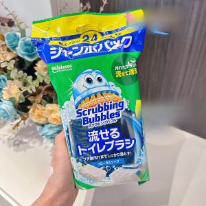 Disposable Plastic Toilet Brush with Replaceable Head Hole-Free Installation Dissolvable No Dead Angles for Home Cleaning