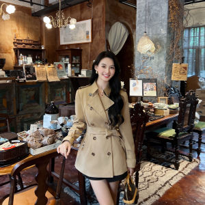 Elegant Mid-Length Womens Jacket Coat Korean Style British Fashion Spring Autumn New Style Small Size Fashionable Coat