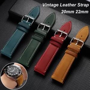 20mm 22mm Casual Calfskin Watchband Vintage Cowhide Watch Leather Watch Strap Men Women Bracelet Universal Wristbelt Accessories