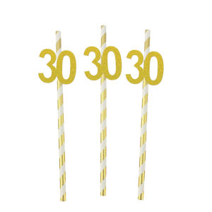 1Bag Paper Straws Number 30th 40th 50th 60th DIY Straws Adult Happy Birthday Drinking Straws Balloon Party Decoration Supplies