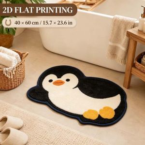 VIKAMA Sleeping Polar Bear Rug Cute Irregular Animal Soft Plush Washable Non‑Slip Bathroom Bedroom Home Floor Mat