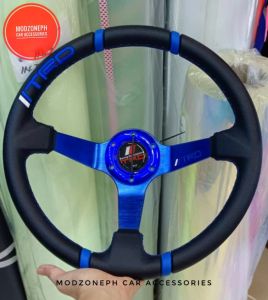 BLUE TOYOTA TRD Steering Wheel Drifting DEEP DISH 350mm With Toyota Bosskit Adaptor