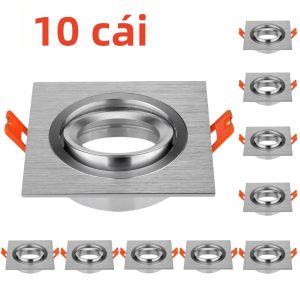 1/10 Chiếc Đèn LED Âm Trần Downlight Tròn Khung Vuông Cho MR16 GU10 Bóng Đèn Có Thể Điều Chỉnh Đèn Chất Liệu Nhôm